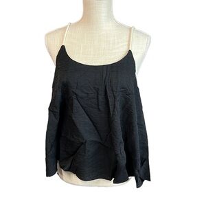 NWT Moon River Sleeveless Woven Top Tank Blouse Black Womens Size M